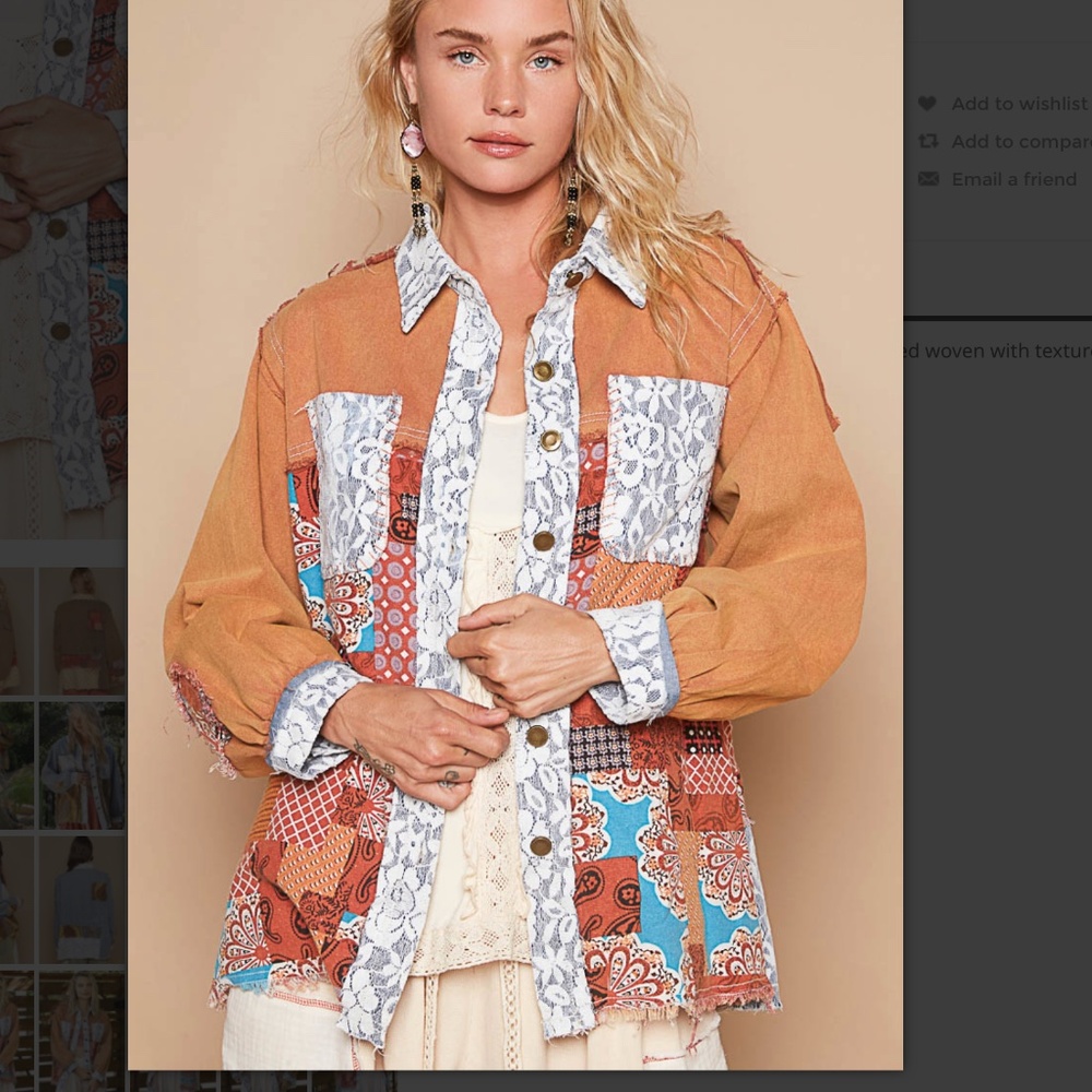 Pol Multicolor Patchwork Button Down Shirt - image 1